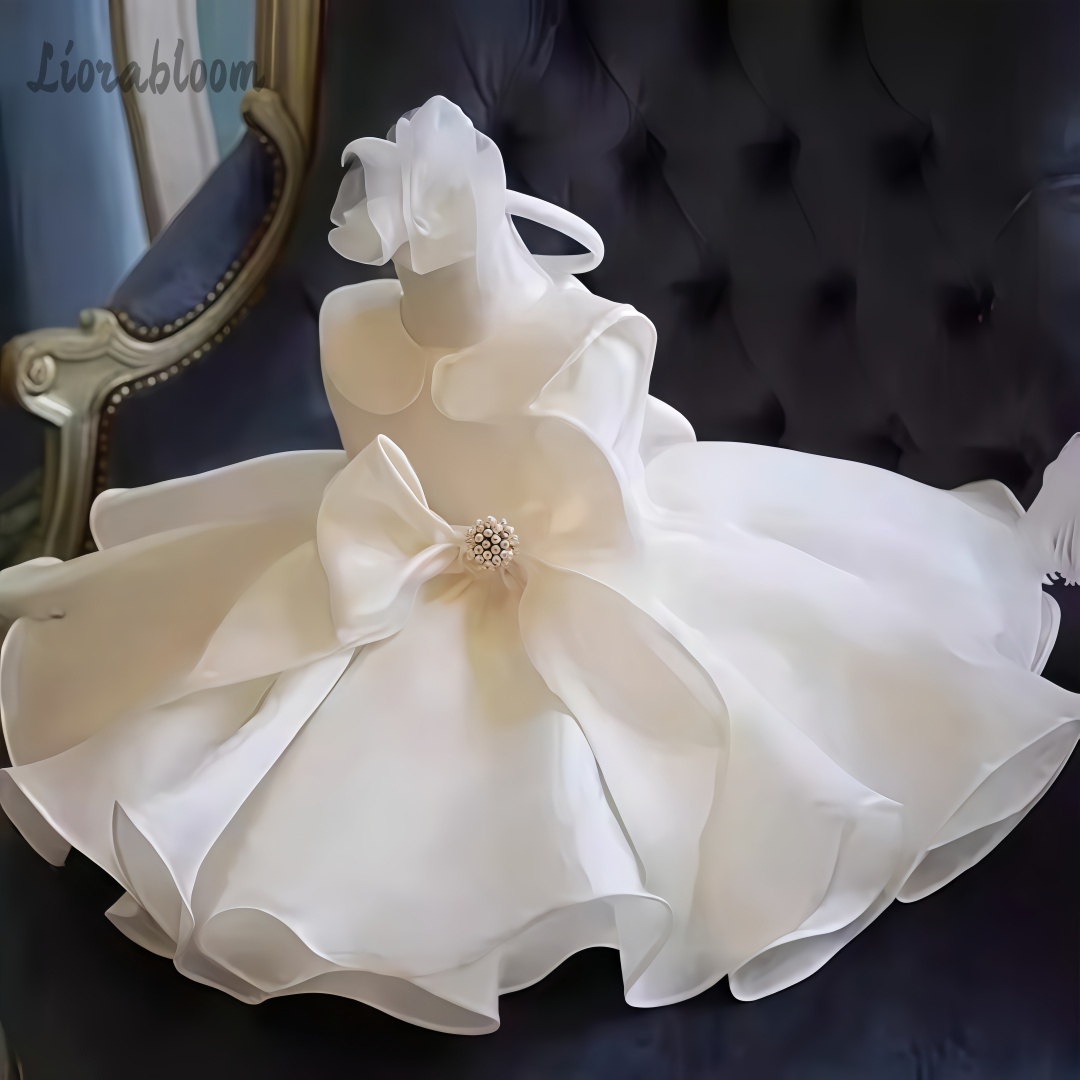 Women Formal Wear For Party - White Pearl Embellished Dress Wedding Flower