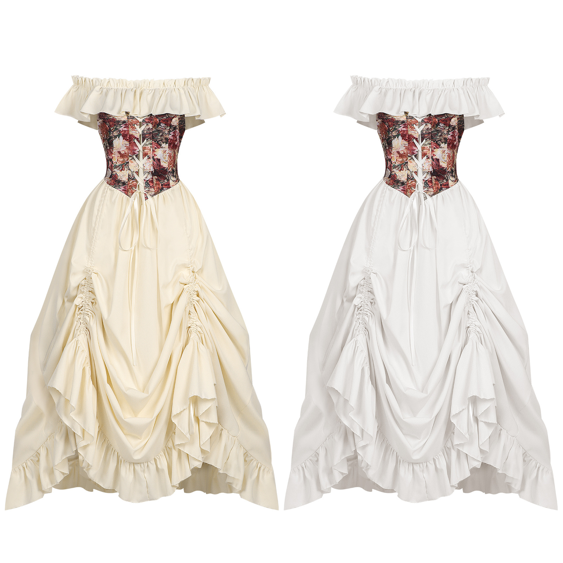 Victorian Women'S Formal Wear - Medieval Renaissance Corset Dress Off Shoulder