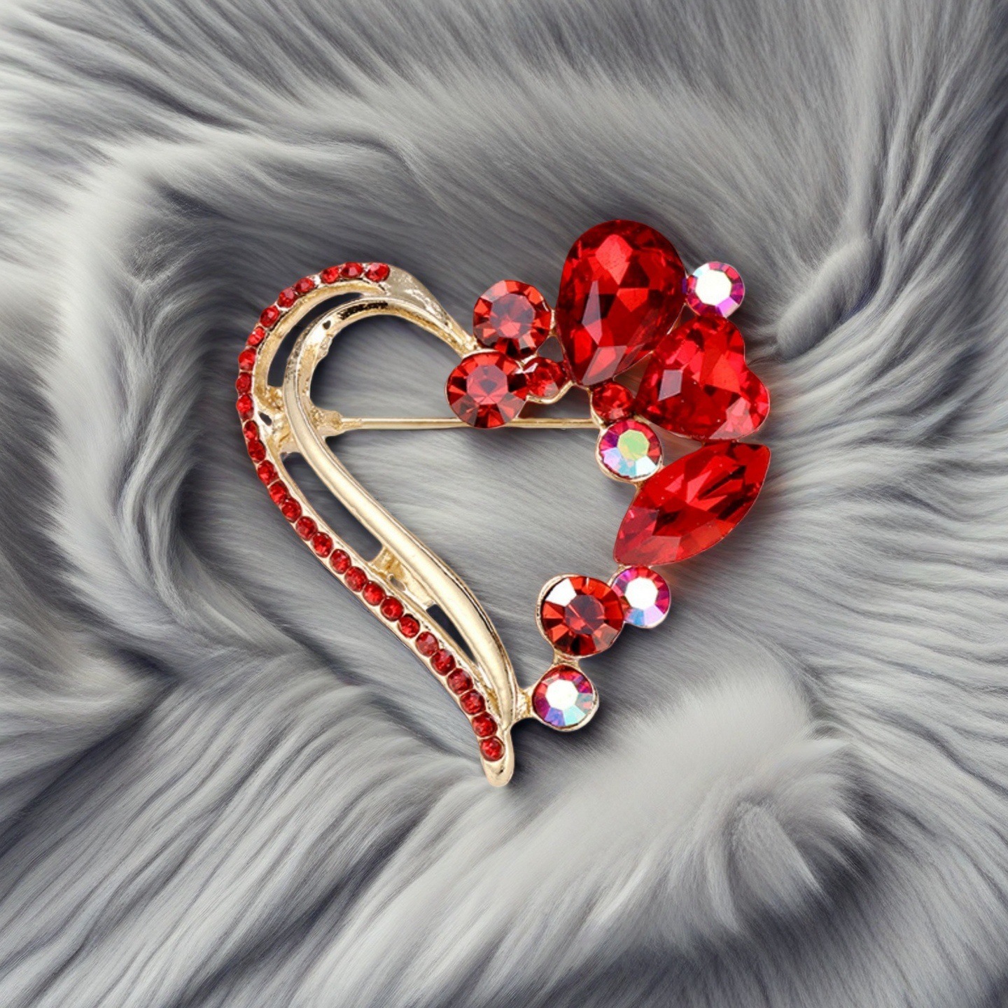 Red Crystal Open Heart Brooch  - огляд і ціна Women'S Formal Day Wear