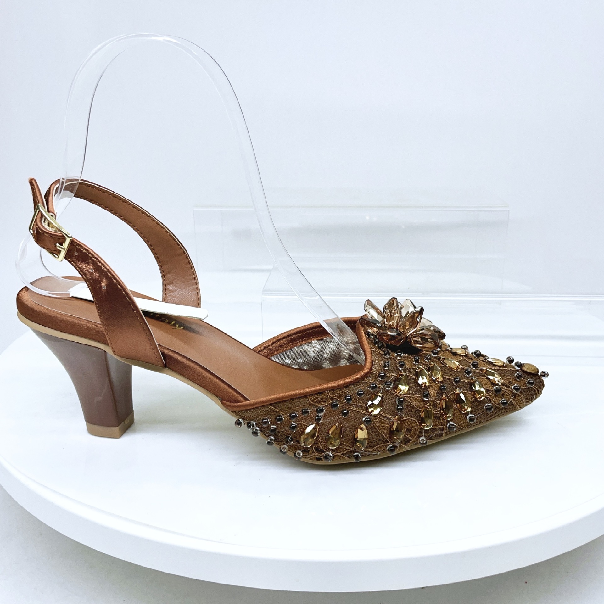 Silver Grey Lace Pearl 3D Crys - огляд і ціна Slingback Heel Formal