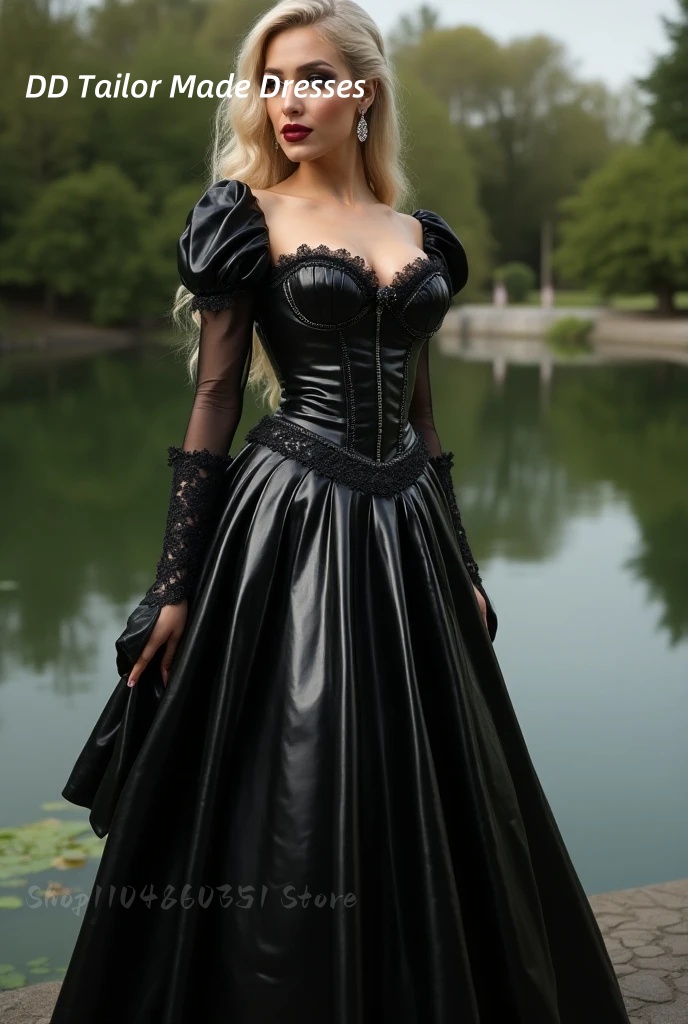 Shiny PU Leather Evening Dress - огляд і ціна Victorian Women'S Formal Wear