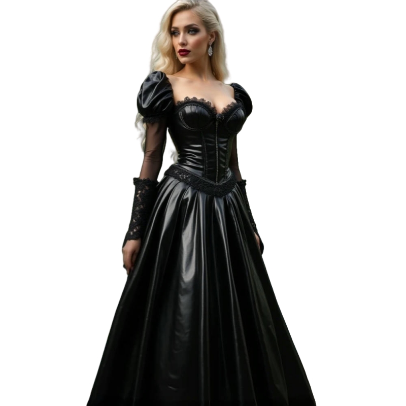 Shiny PU Leather Evening Dress - огляд і ціна Victorian Women'S Formal Wear