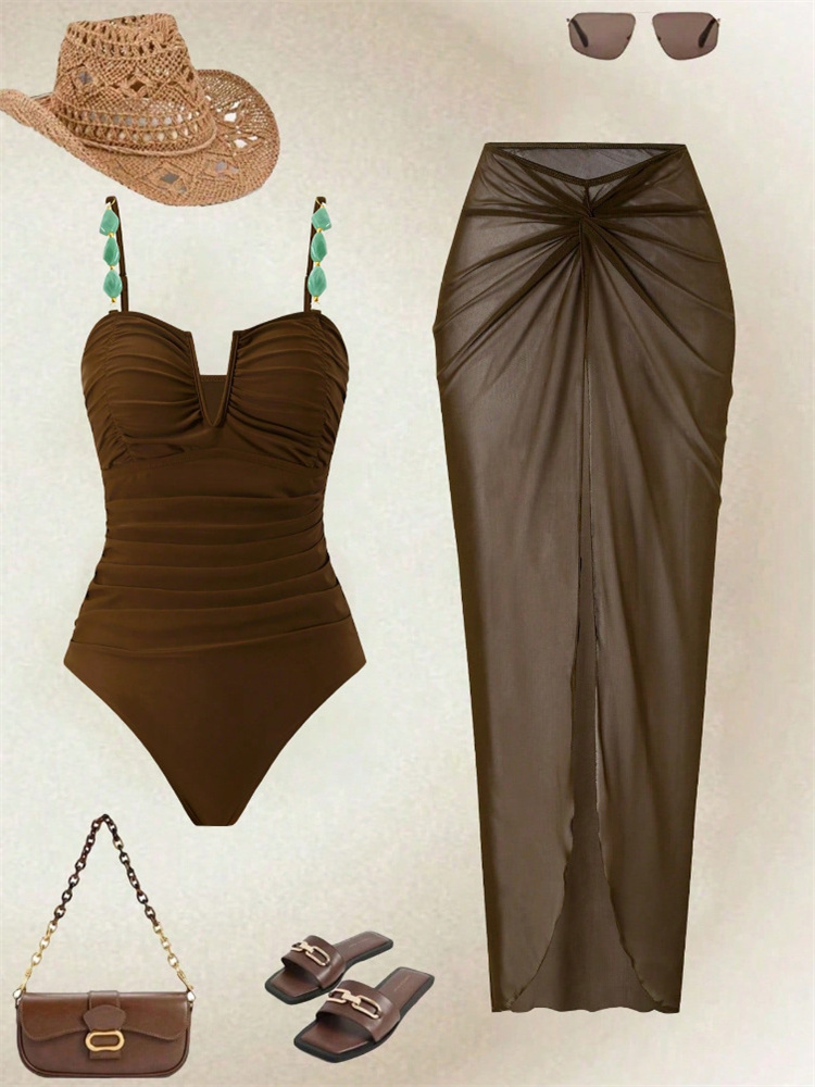 Vintage Coffee Mesh Long Skirt - огляд і ціна Pencil Skirt Midi
