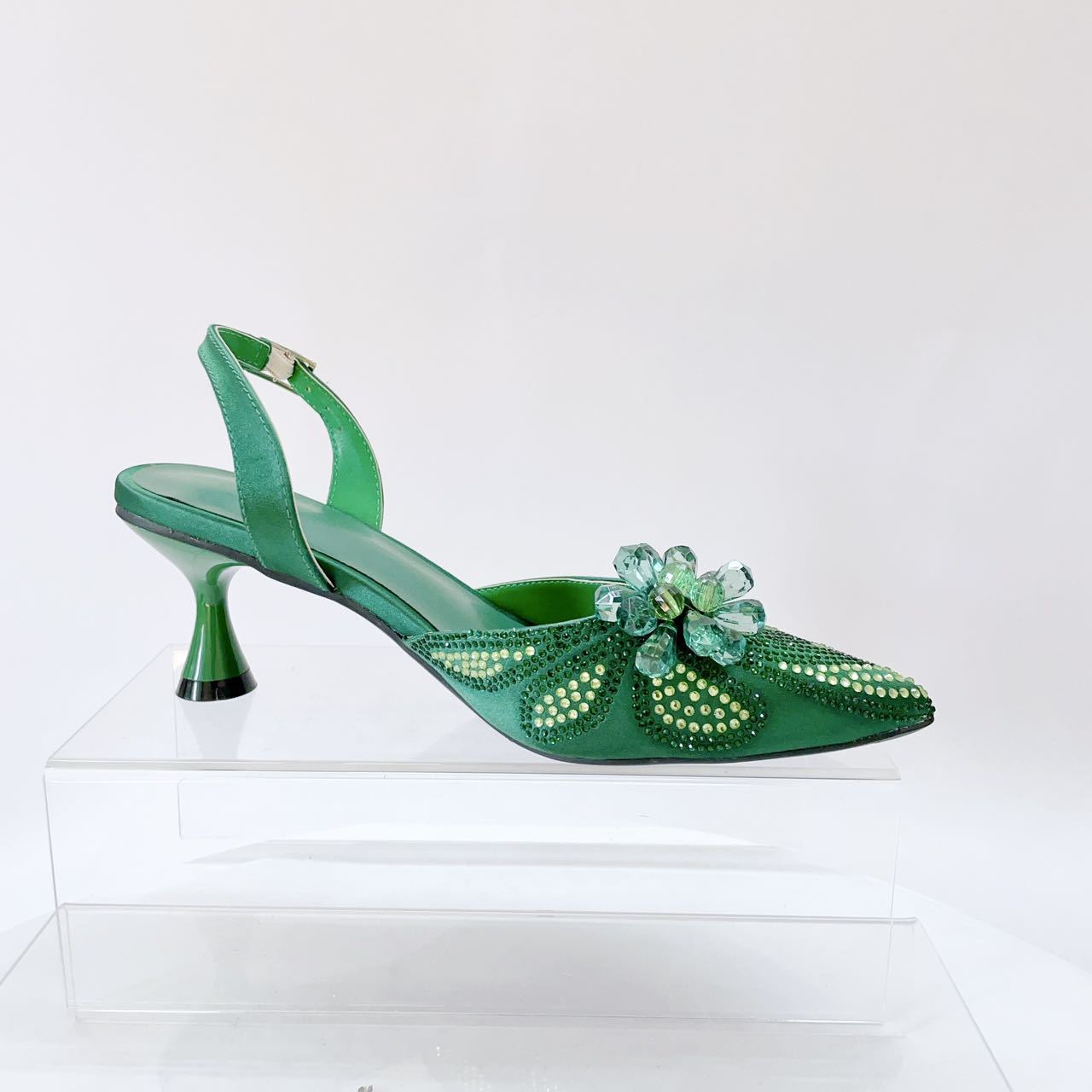 2026Dark Green Satin Gradient  - огляд і ціна Slingback Heel Formal