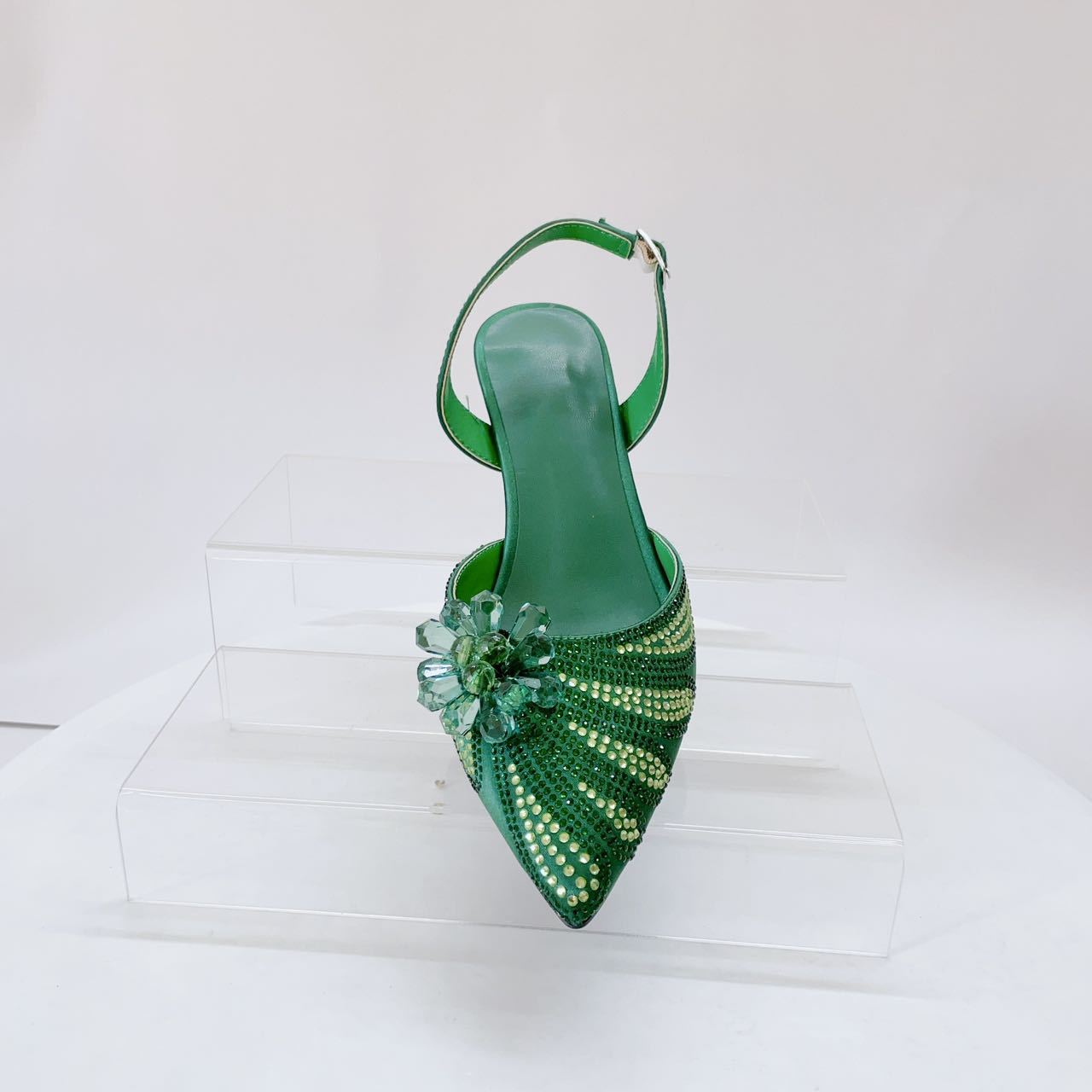 2026Dark Green Satin Gradient  - огляд і ціна Slingback Heel Formal