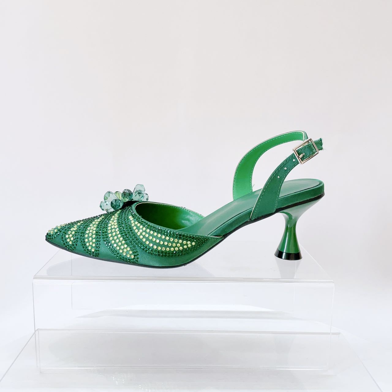 2026Dark Green Satin Gradient  - огляд і ціна Slingback Heel Formal