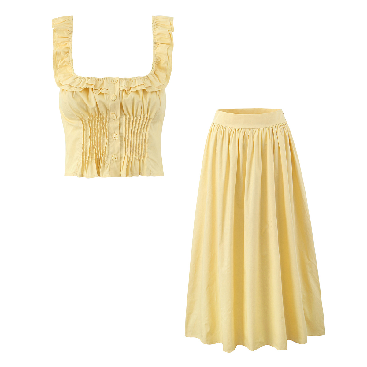 2025 Women Wood ears Ruffles S - огляд і ціна Pencil Skirt Midi