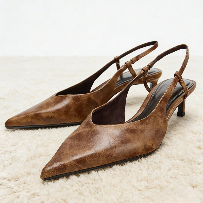 Retro Brown Kitten Heel Design - огляд і ціна Slingback Heel Formal