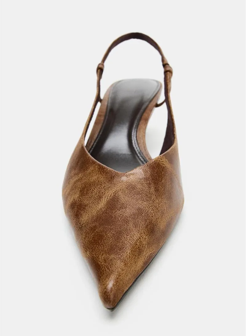 Retro Brown Kitten Heel Design - огляд і ціна Slingback Heel Formal