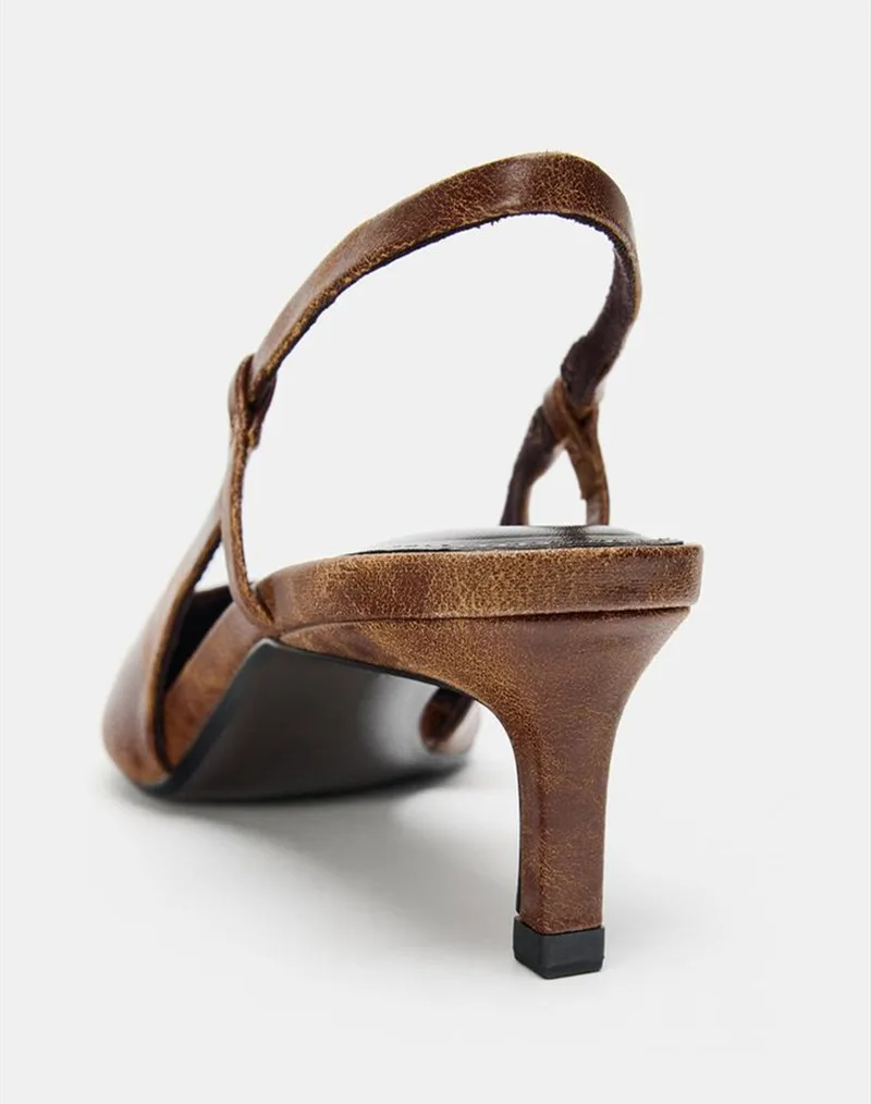 Retro Brown Kitten Heel Design - огляд і ціна Slingback Heel Formal